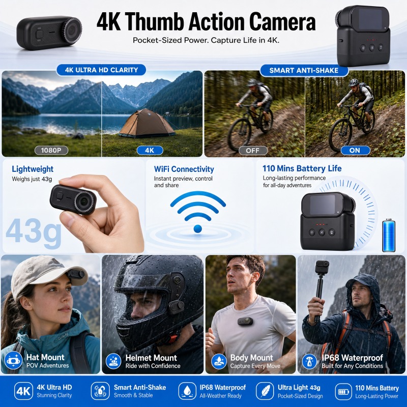 APEX Action 4K Kamera Mini POV - Unique Electronics Gadgets incelemesi ve fiyatı